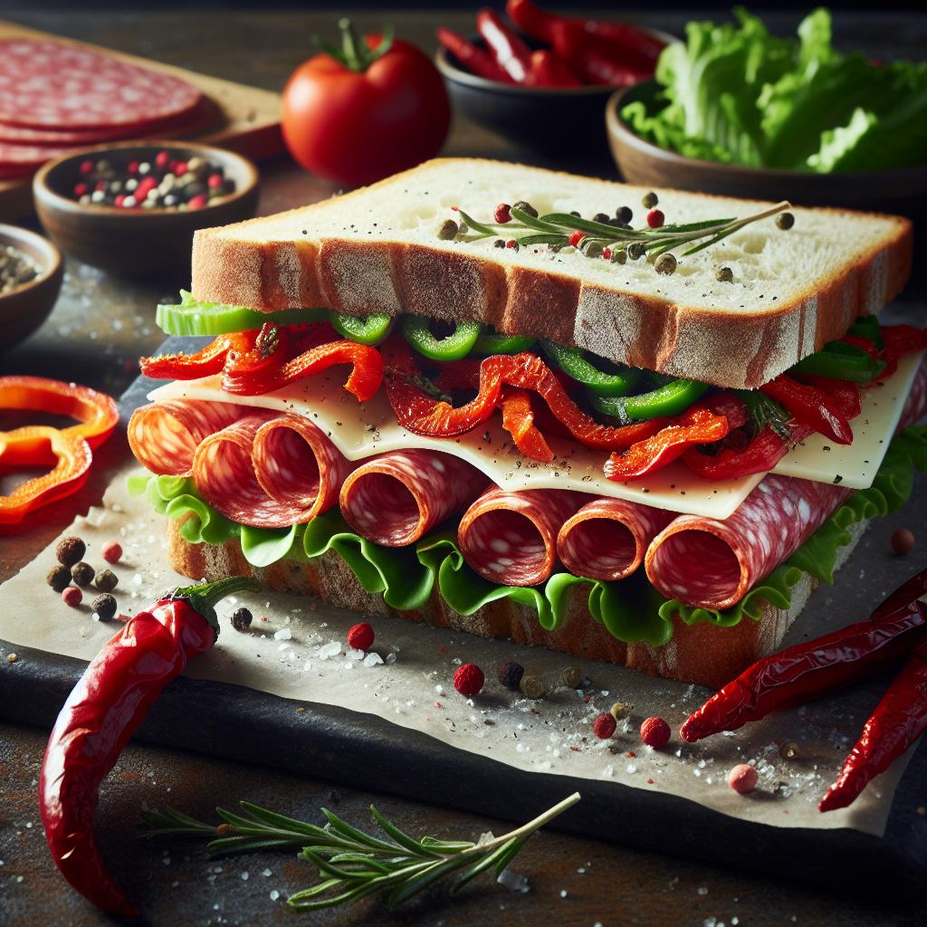 salami and roasted red pepper sandwich