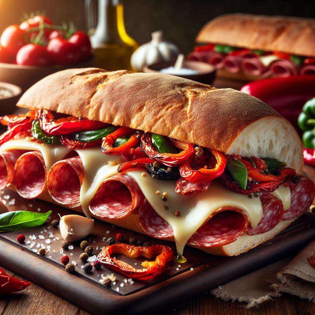 salami and roasted red pepper sub