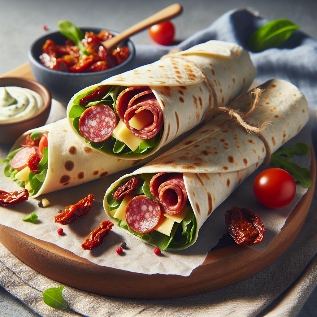 salami and sun dried tomato wrap