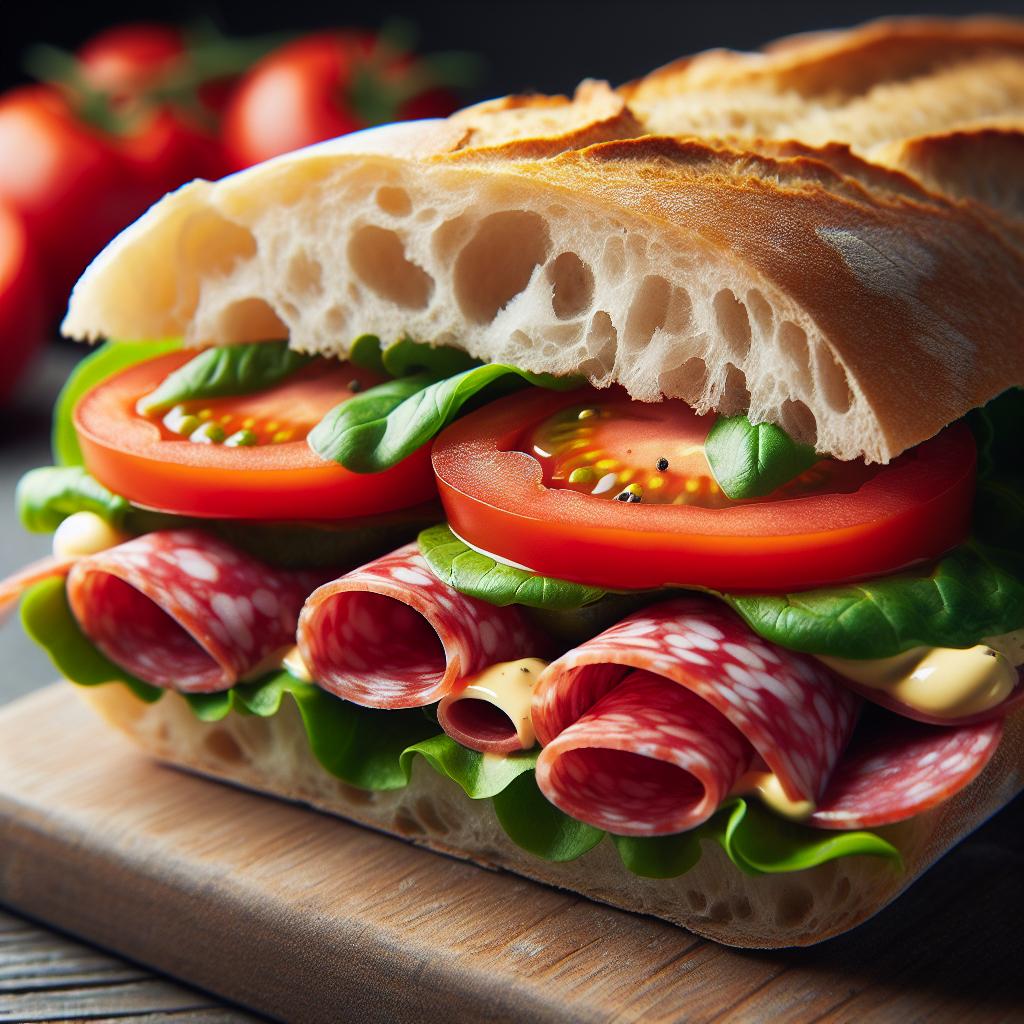 Salami and Tomato Baguette