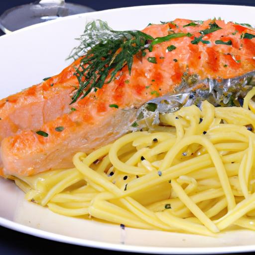 salmon and pasta in cream sauce