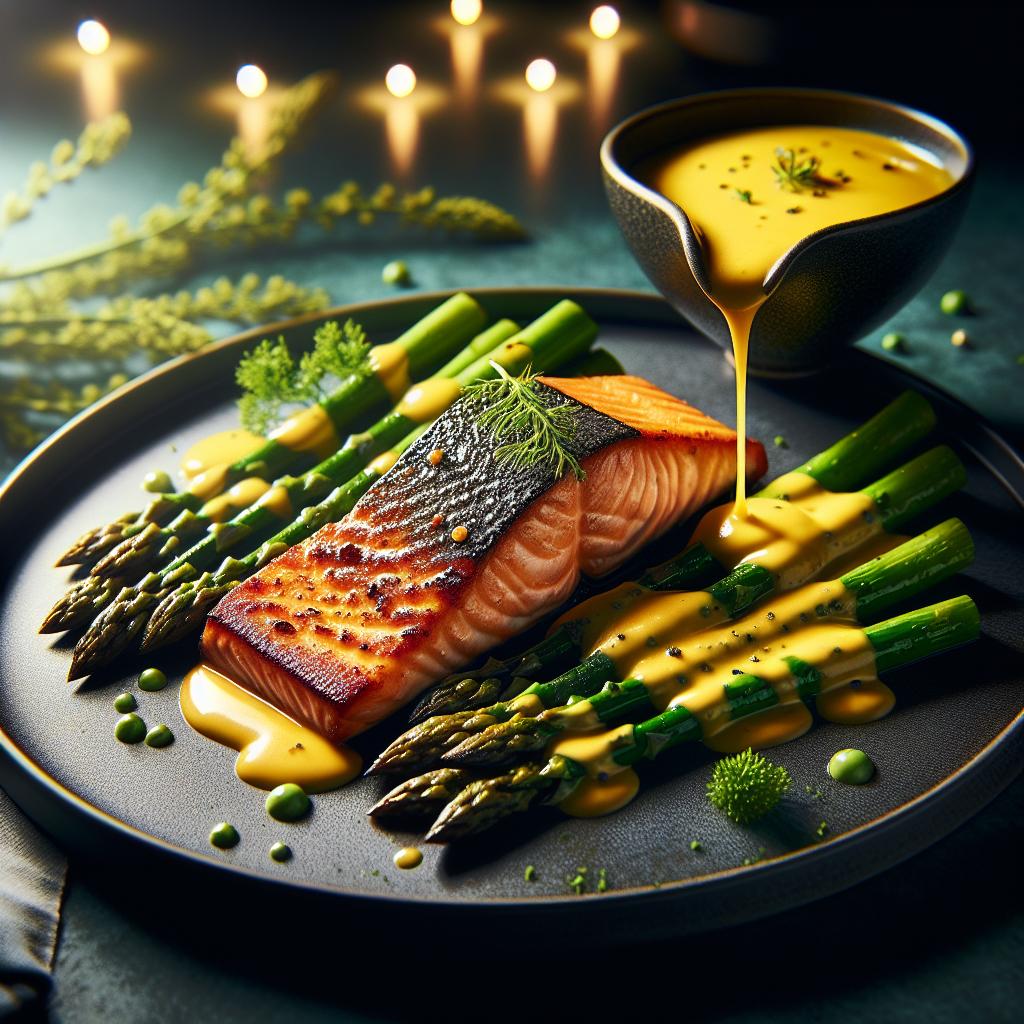 salmon with asparagus and hollandaise