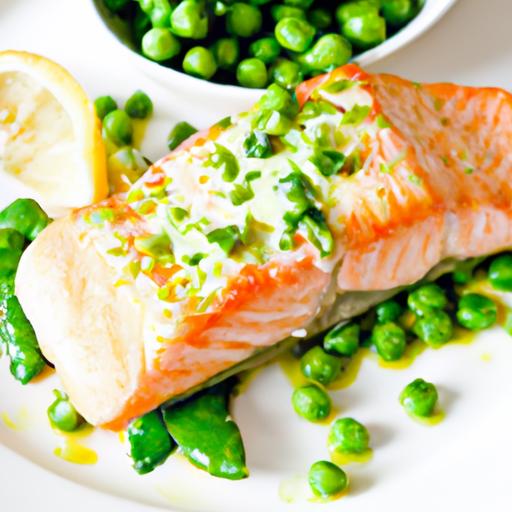 salmon with green pea puree