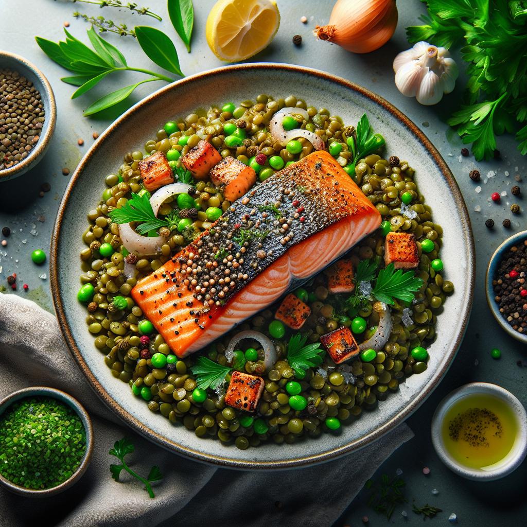 salmon with lentils