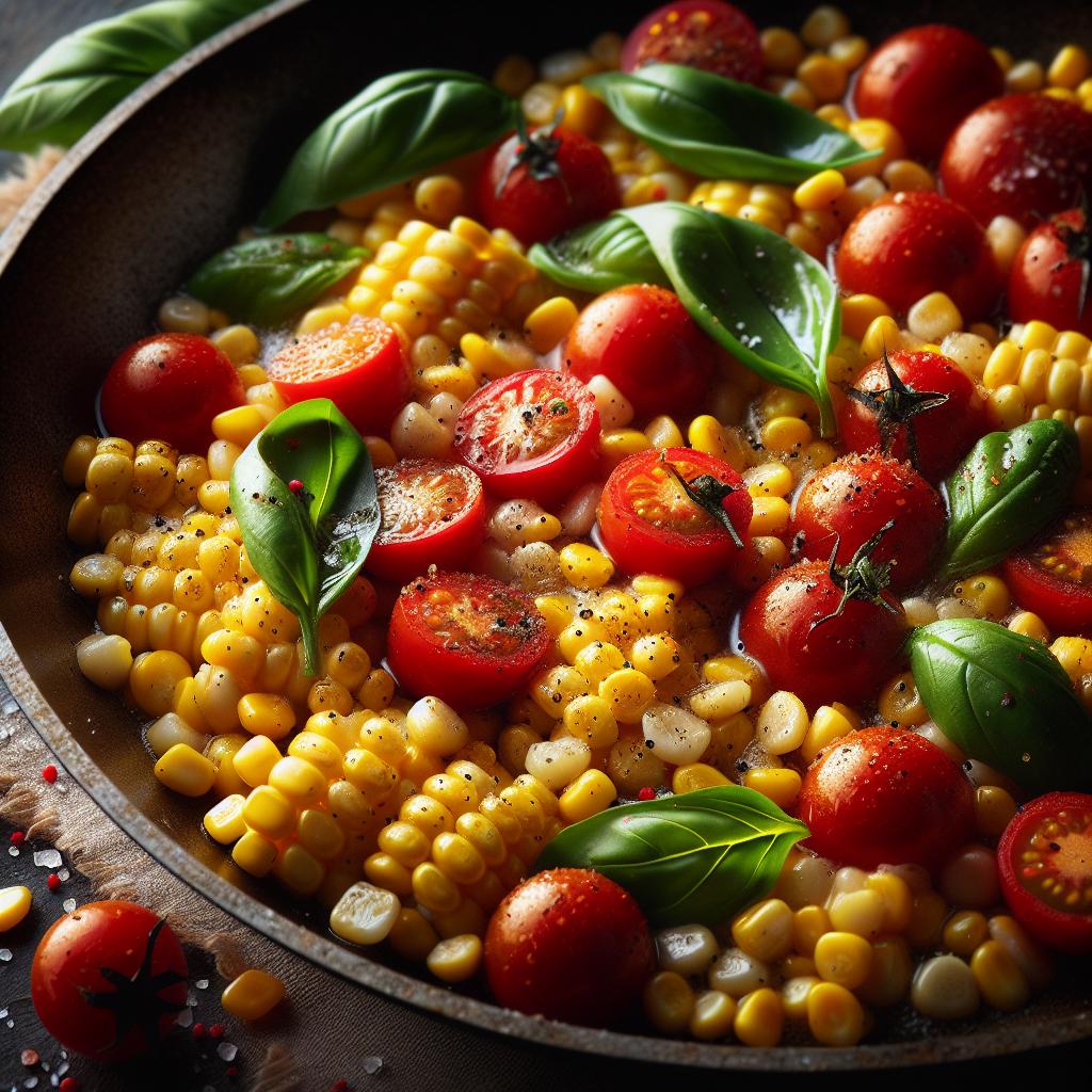 sautéed corn with cherry tomatoes and basil