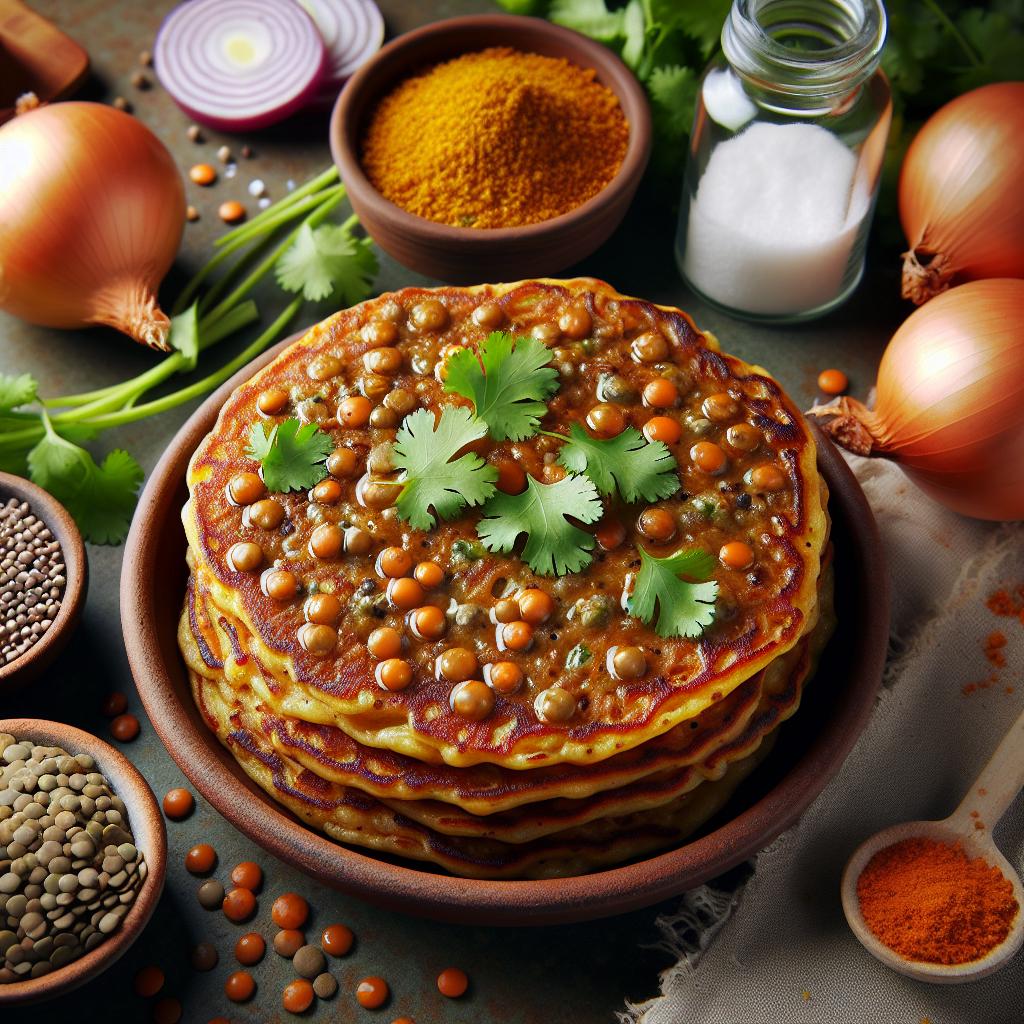 Savory Lentil Pancakes with Cilantro Sauce