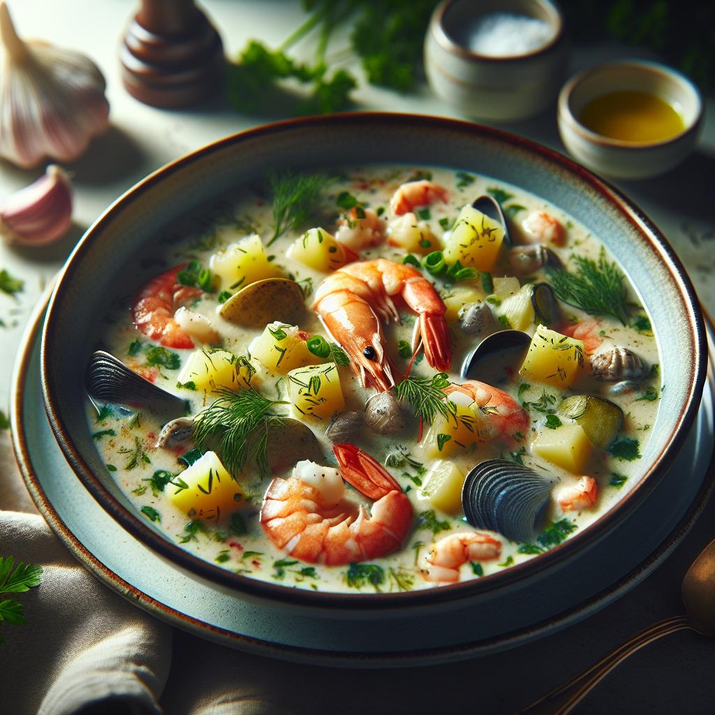 seafood chowder with fresh herbs