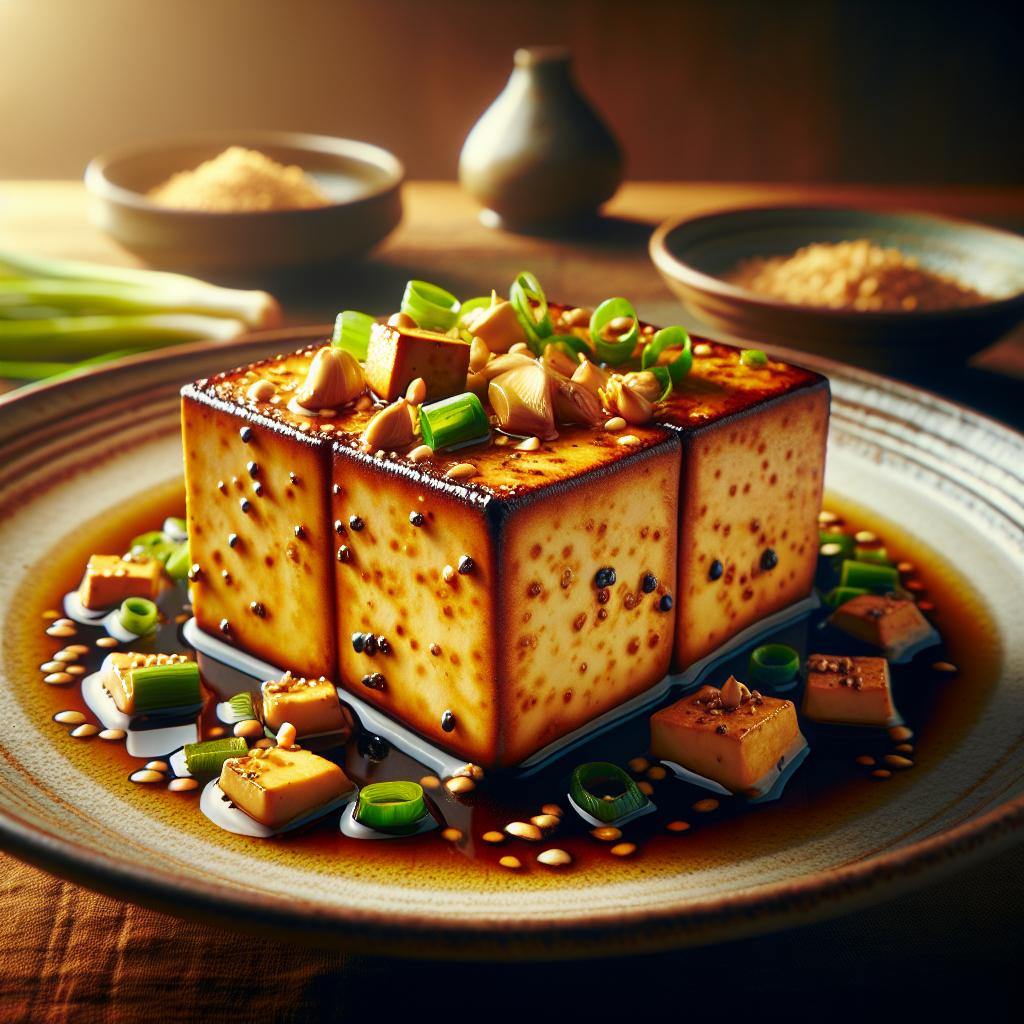 seared tofu with soy and ginger