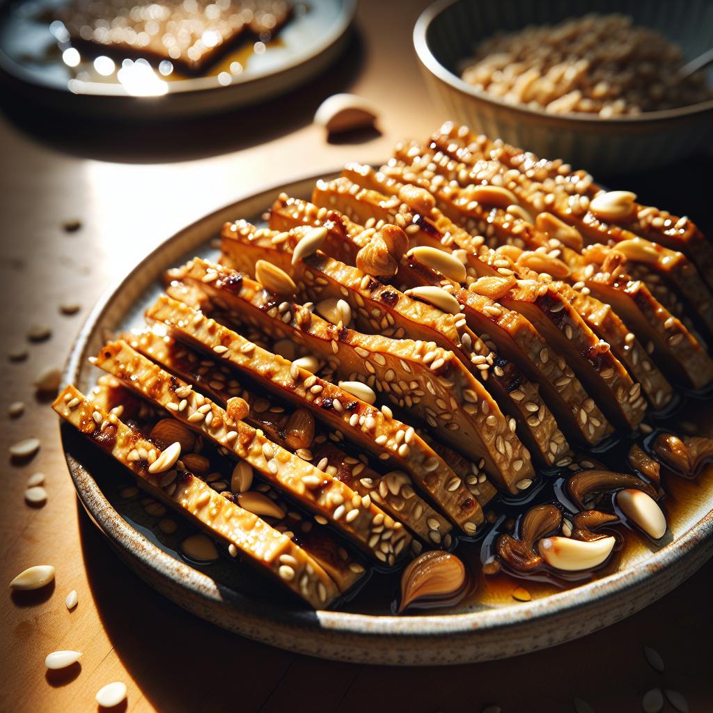 sesame garlic baked tempeh