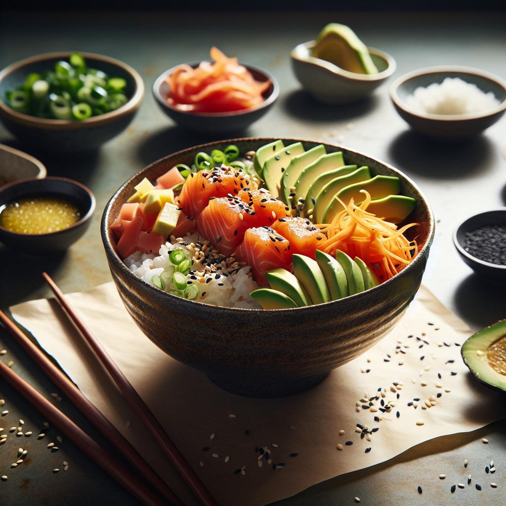 sesame ginger salmon poke bowl