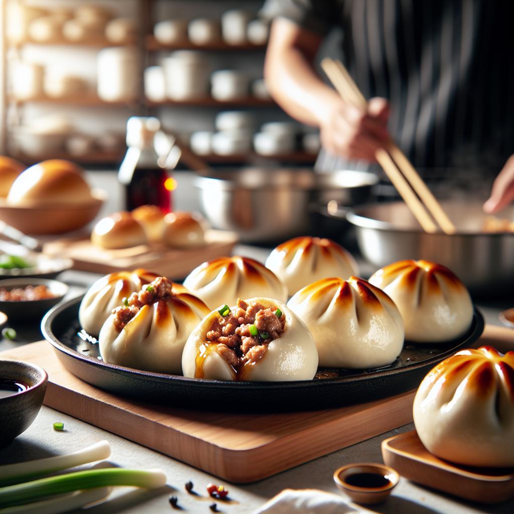 sheng jian bao (pan fried pork buns)