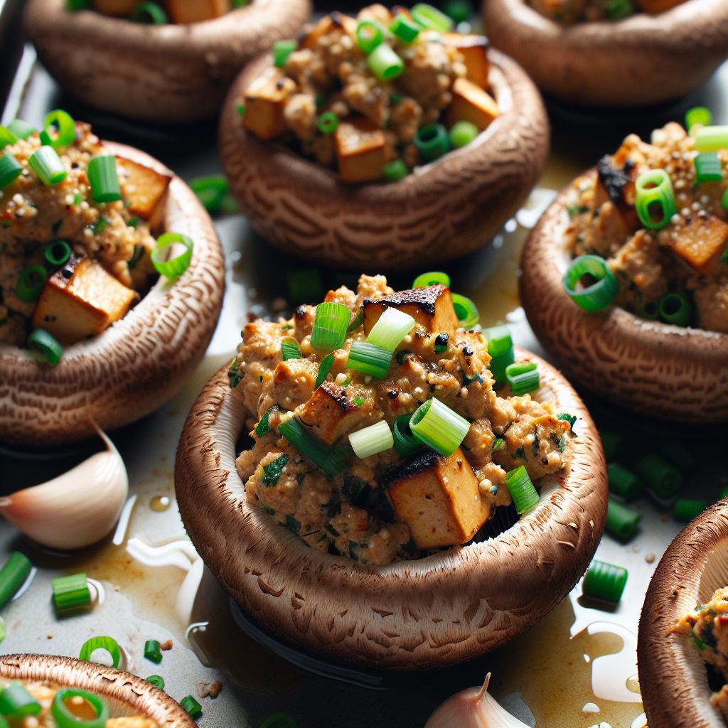 shiitake mushrooms stuffed with tofu