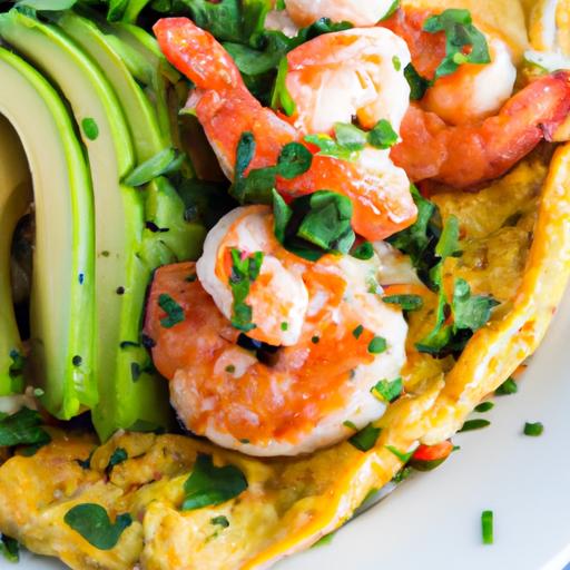 shrimp and avocado omelette