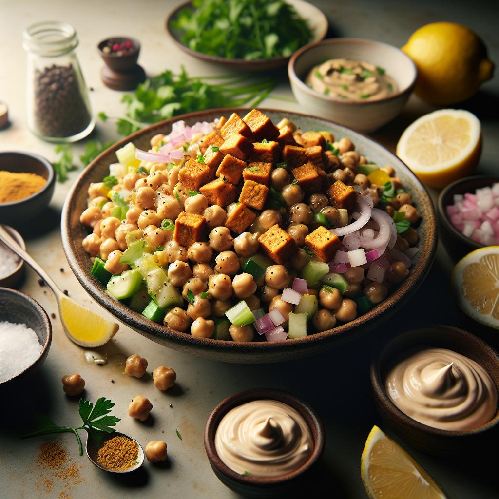 smashed chickpea and tempeh salad