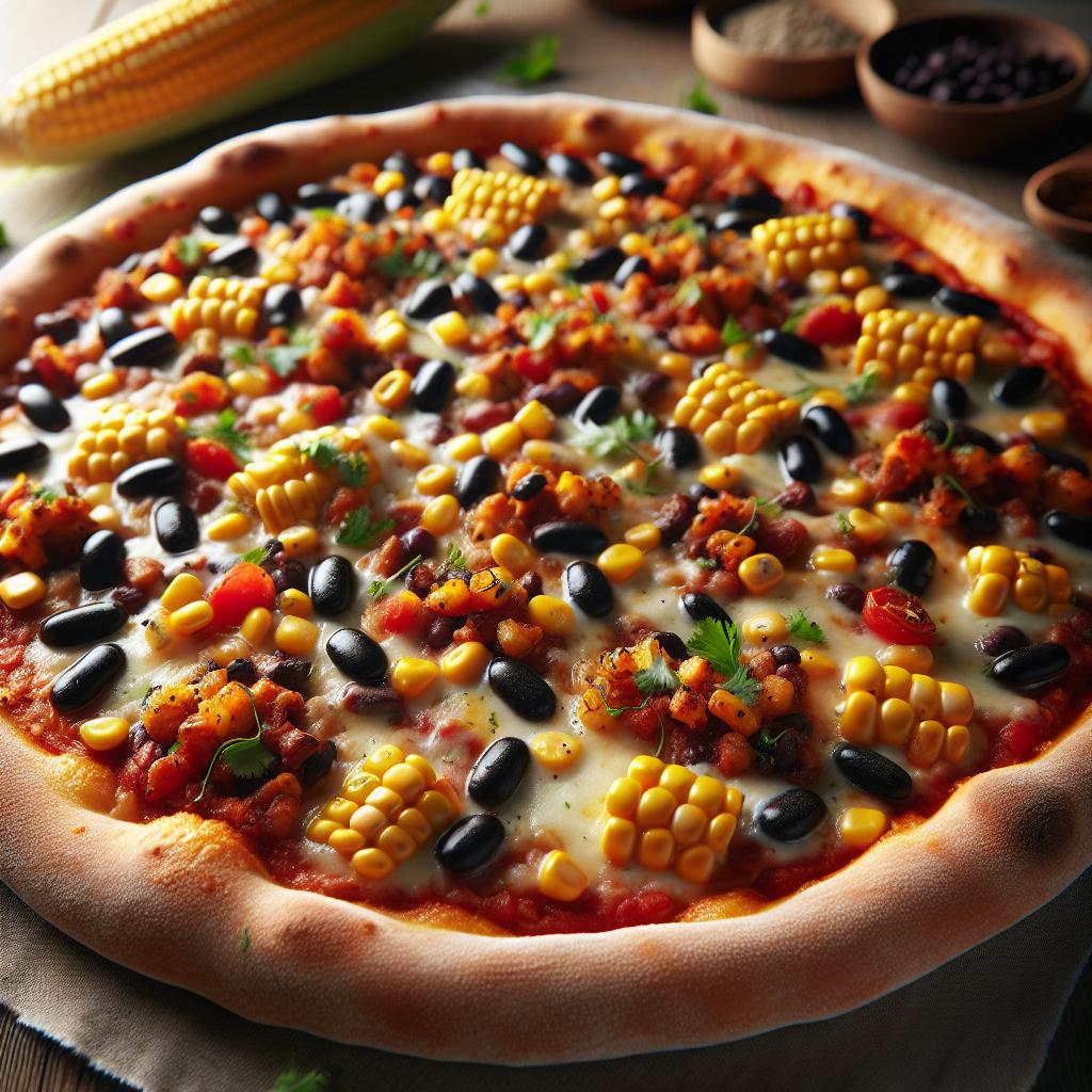 smoky corn and black bean pizza