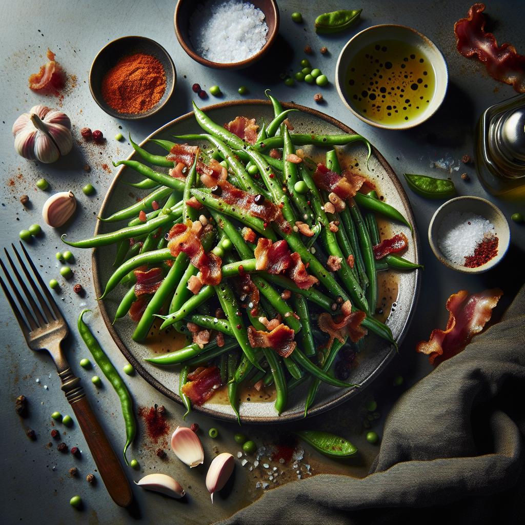 smoky green beans with bacon vinaigrette