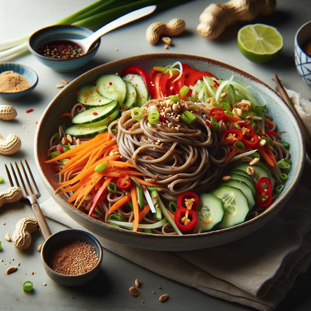 soba noodle salad with ginger peanut dressing