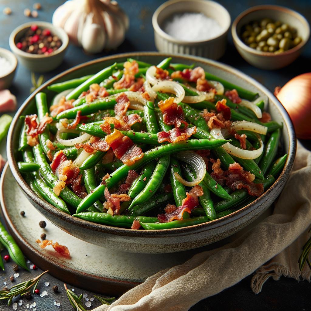 southern style green beans with bacon and onions