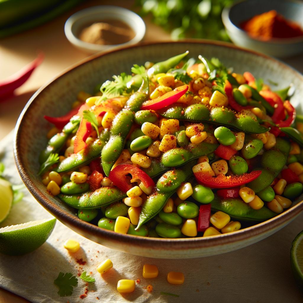 spiced edamame corn salad