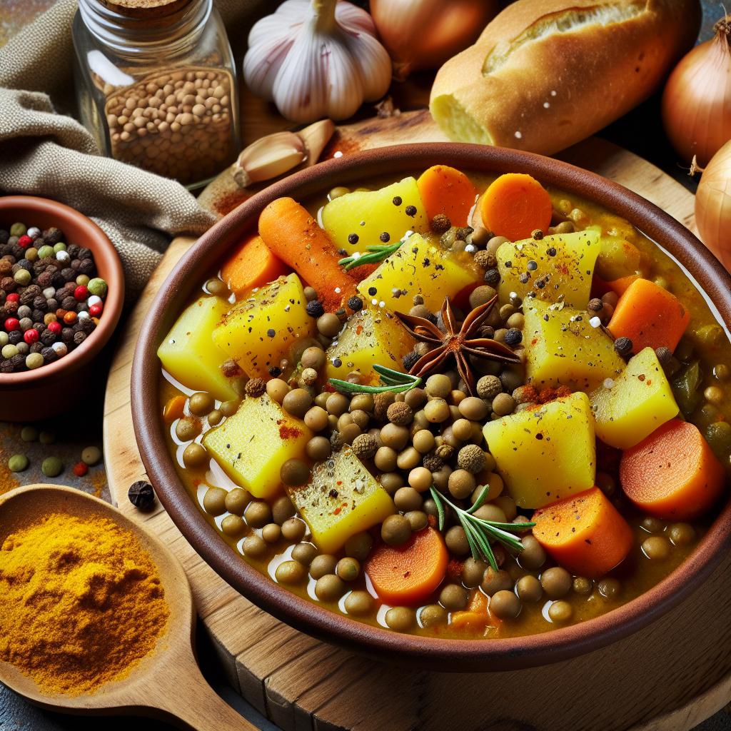 spiced lentil stew with potatoes