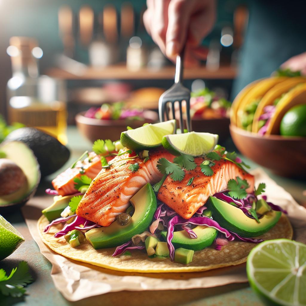 Spicy Air Fryer Salmon Tacos