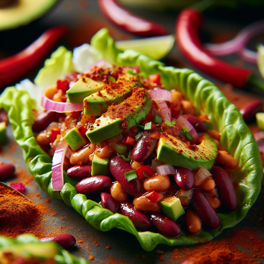 Spicy Kidney Bean Lettuce Wraps