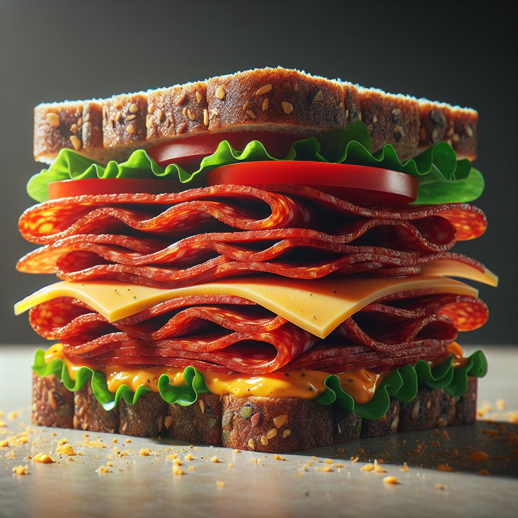 Spicy Salami and Cheese Sandwich