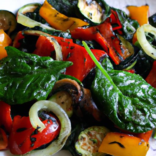 spinach and balsamic roasted vegetables