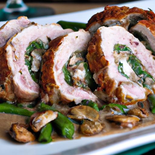 spinach and mushroom stuffed pork loin