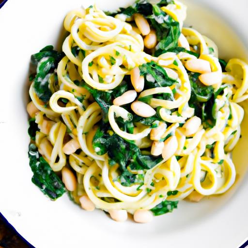 spinach and white bean pasta