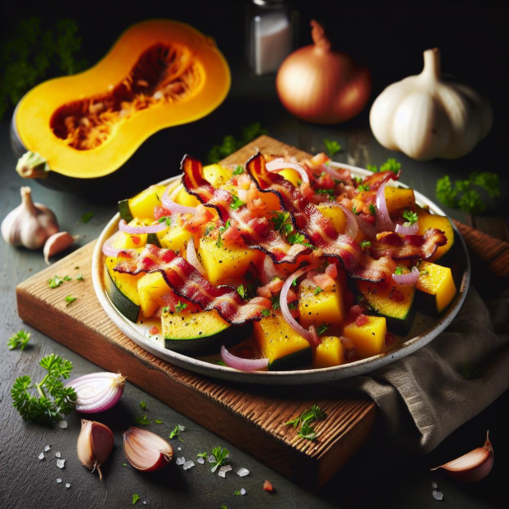 squash with bacon and onions