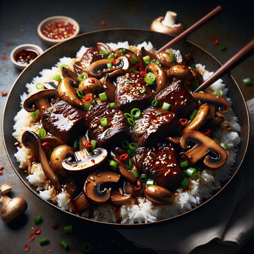 steak and mushroom stir fry