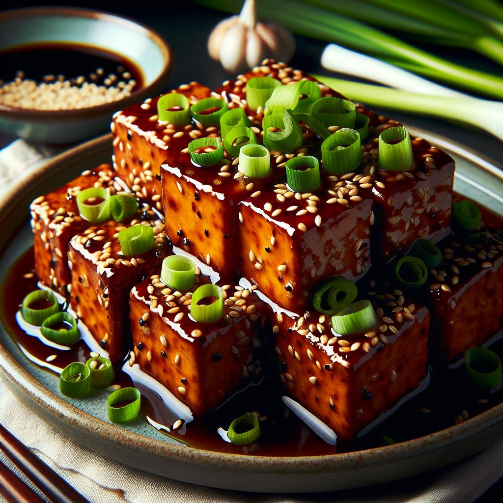 sticky sesame tempeh