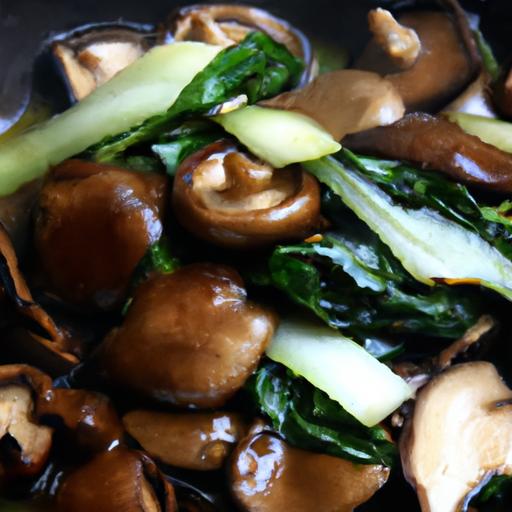 stir fried bok choy and mushrooms