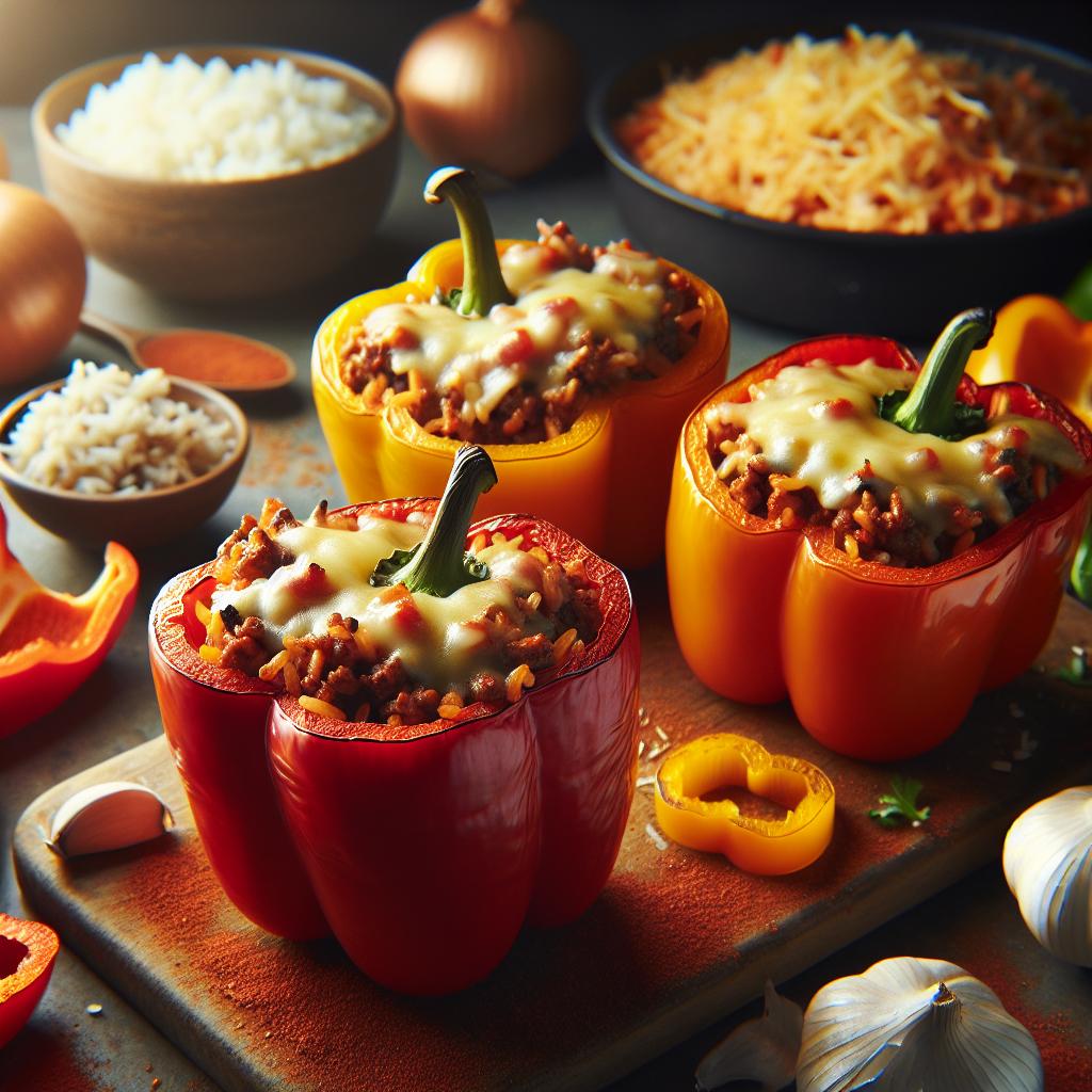 Stuffed Bell Peppers with Ground Beef