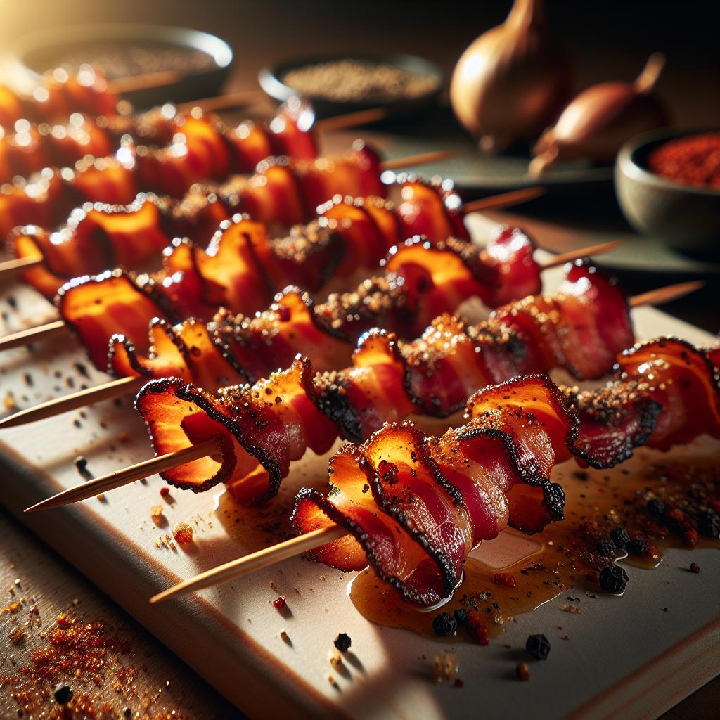 Sweet and Spicy Bacon Skewers