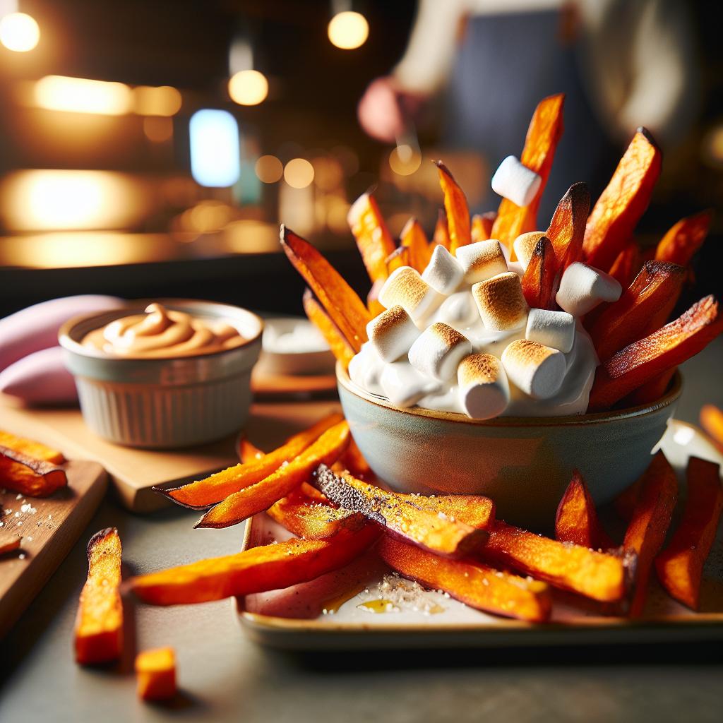 Sweet Potato Fries with Marshmallow Dip