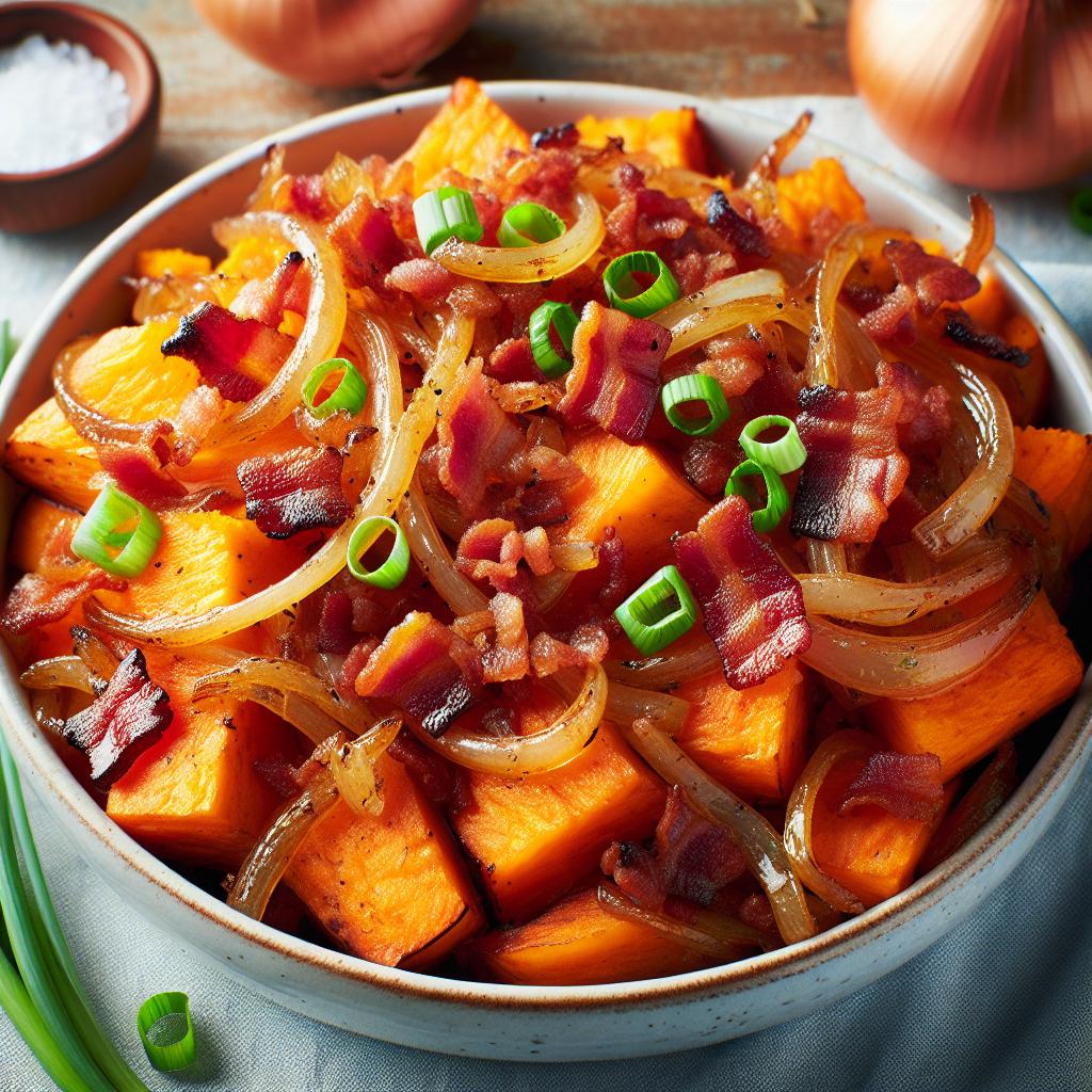 sweet potato hash with bacon and onions