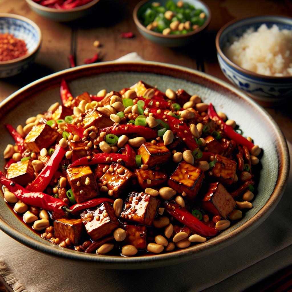 szechuan tempeh with peanuts