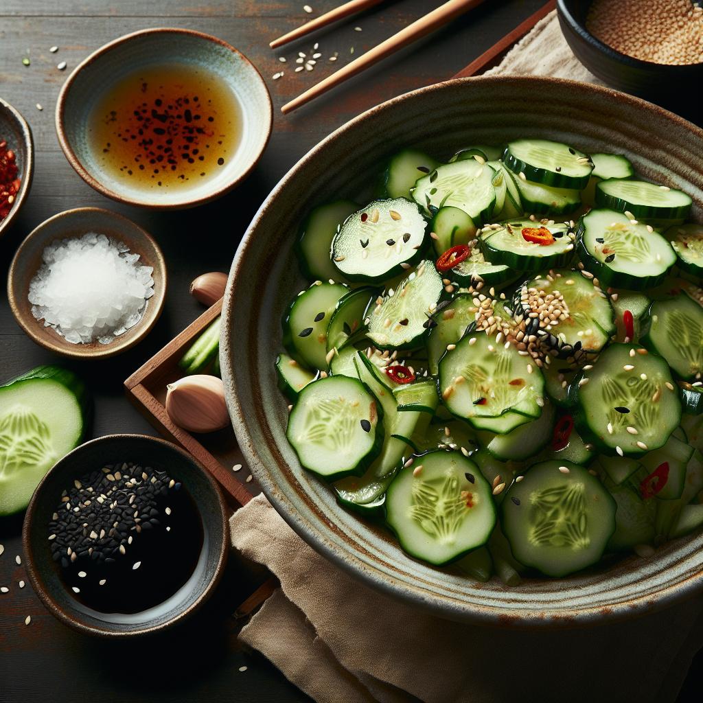 tataki kyuri (smashed cucumber salad)