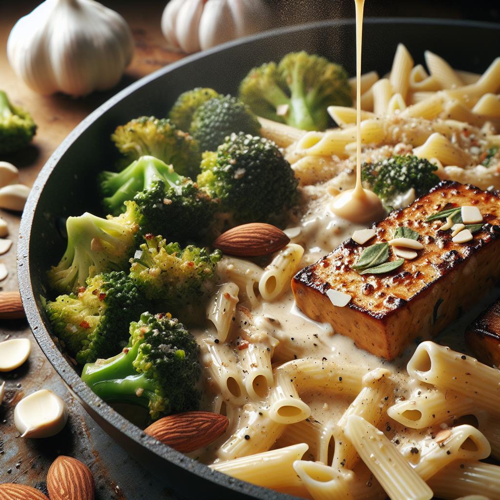 tempeh and broccoli alfredo