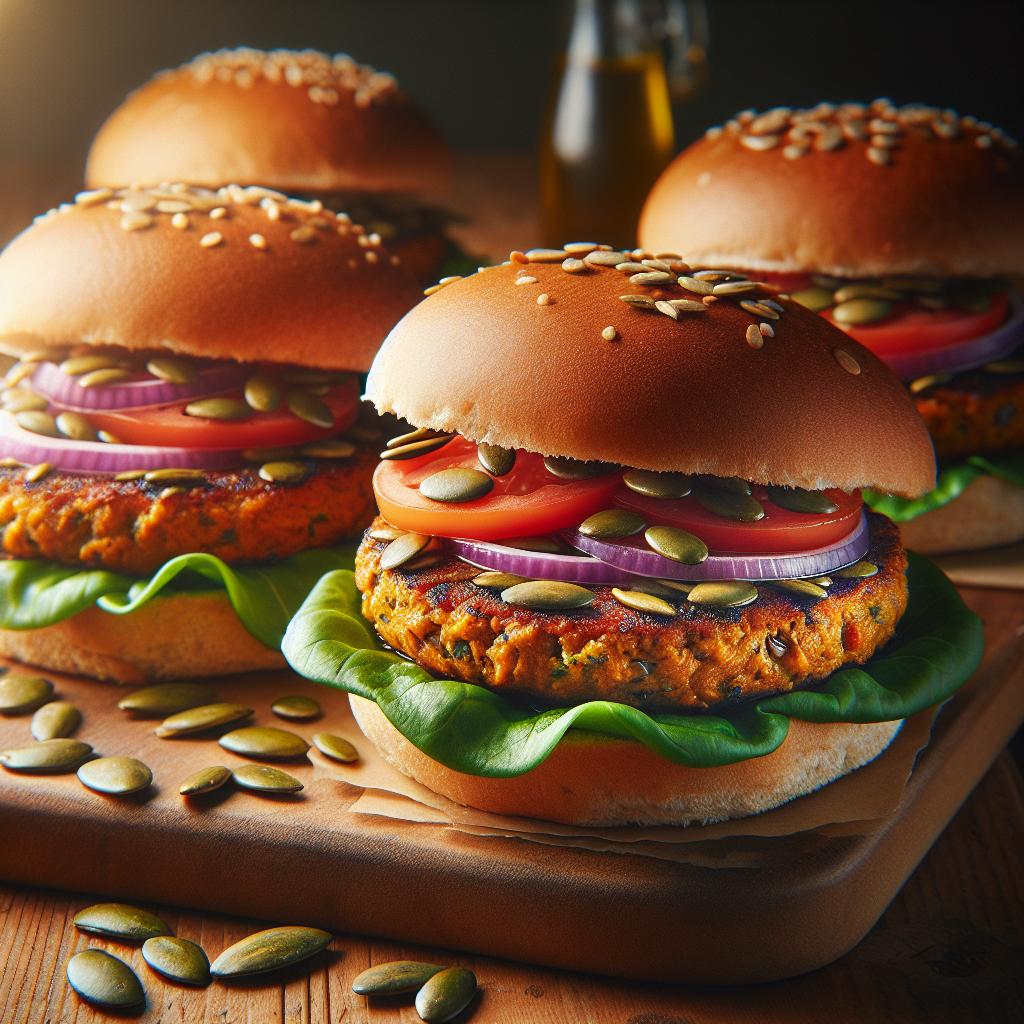 Tempeh Pumpkin Seed Burgers