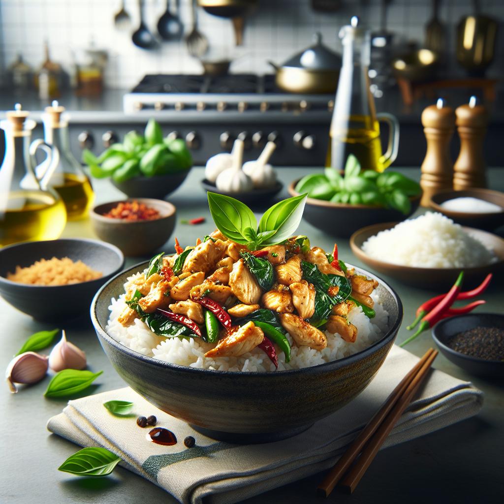 Thai Basil Chicken Rice Bowl