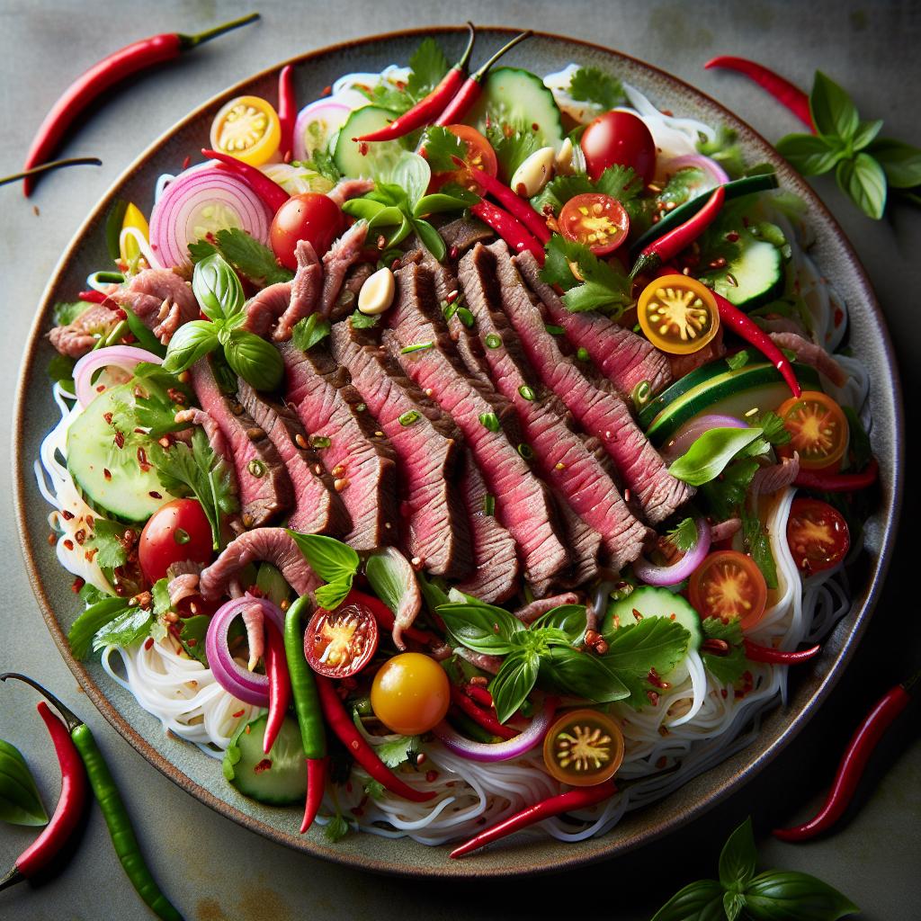 Thai Beef Salad with Noodles and Fresh Herbs