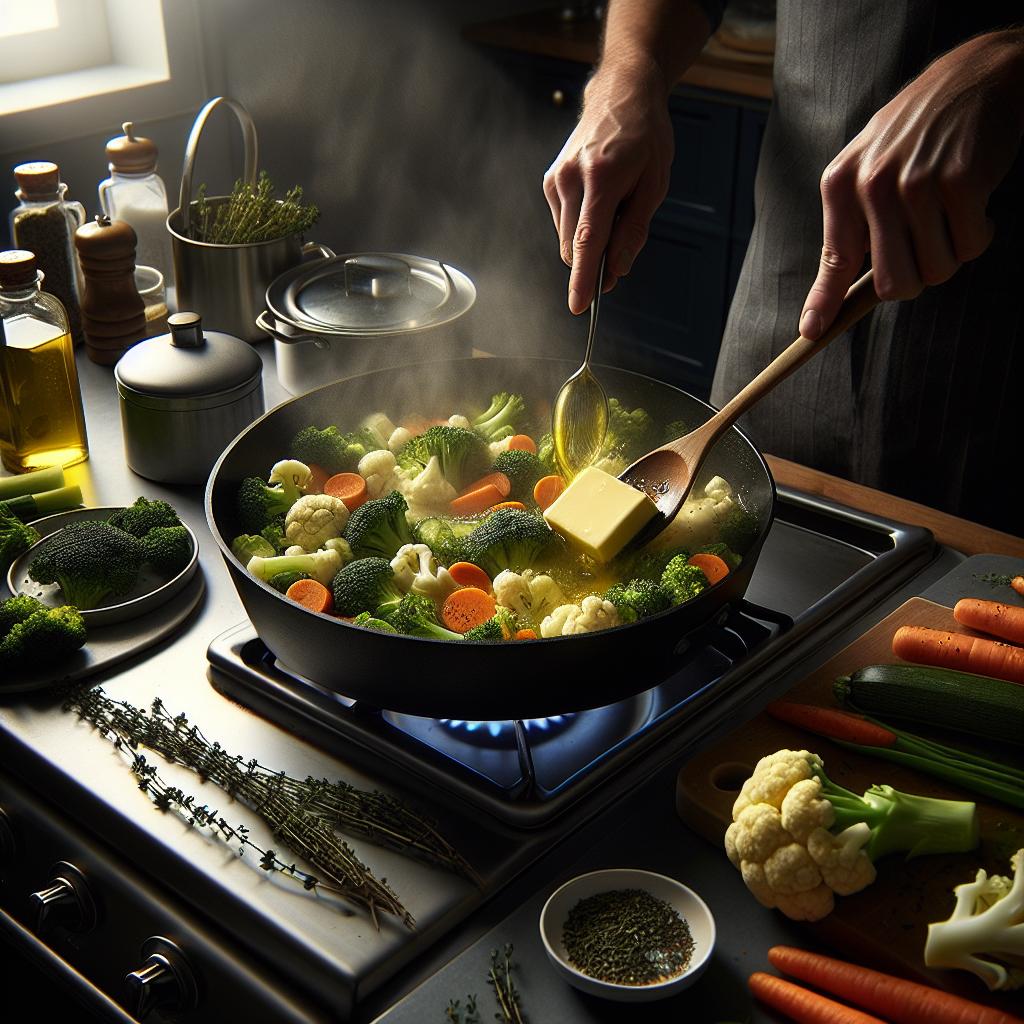 thyme and butter steamed vegetables