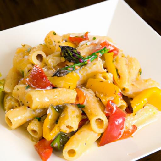 thyme and white wine pasta with roasted vegetables