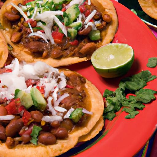 tostadas with beans, cheese, and salsa