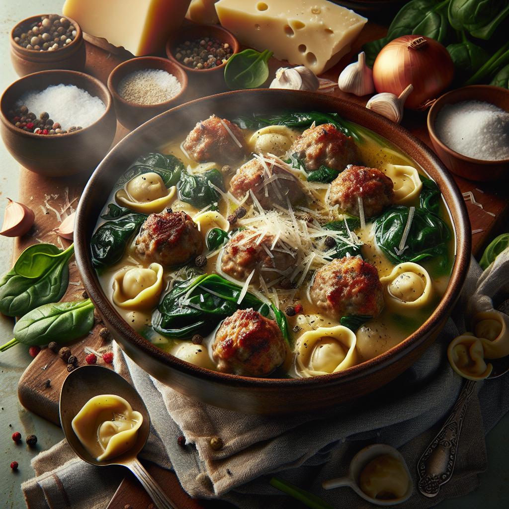 turkey meatball spinach tortellini soup