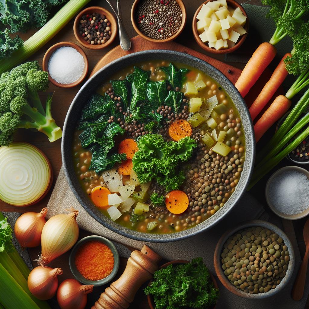 vegan lentil soup with kale