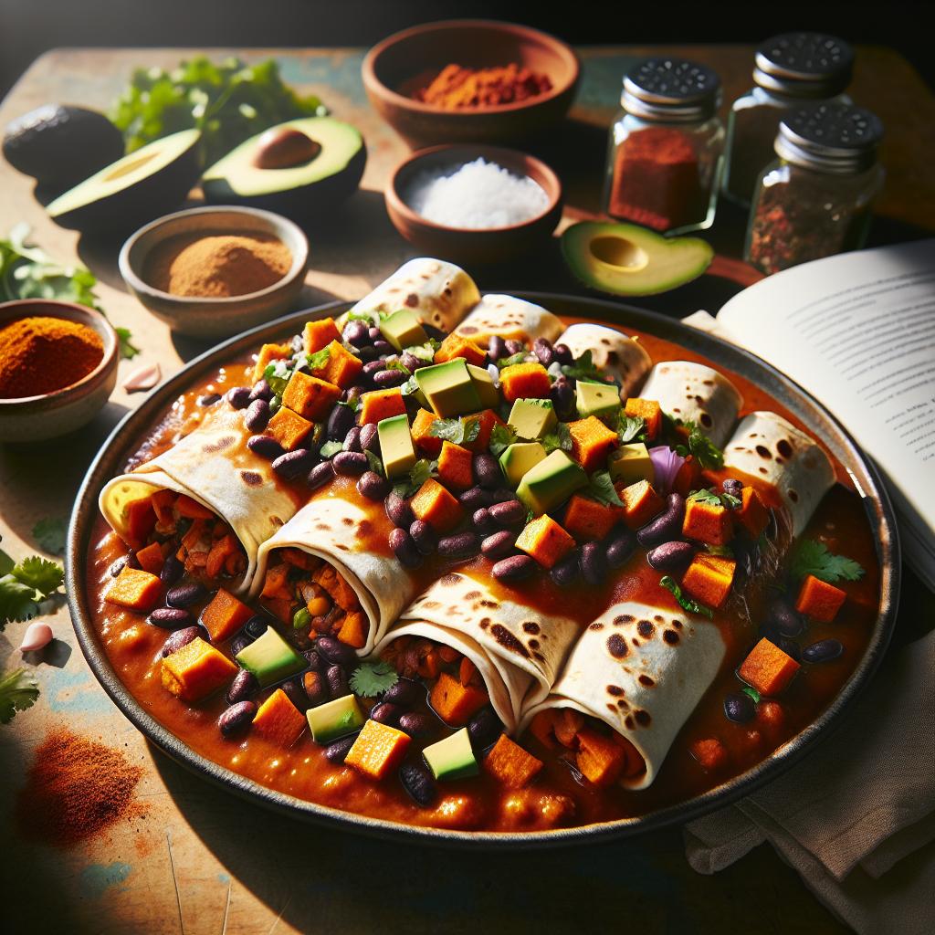 Vegan Sweet Potato and Black Bean Enchiladas